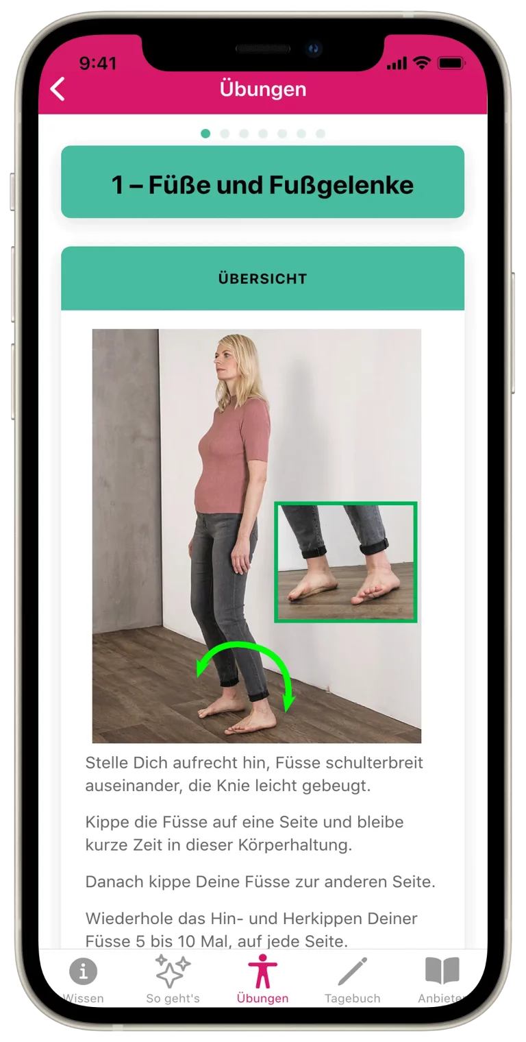 Neurozittern APP Übung Füsse un dFussgelenke